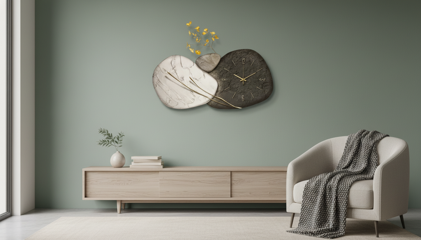 Silent Nordic Wall Clock: Modern Art Decor for Calm Rooms
